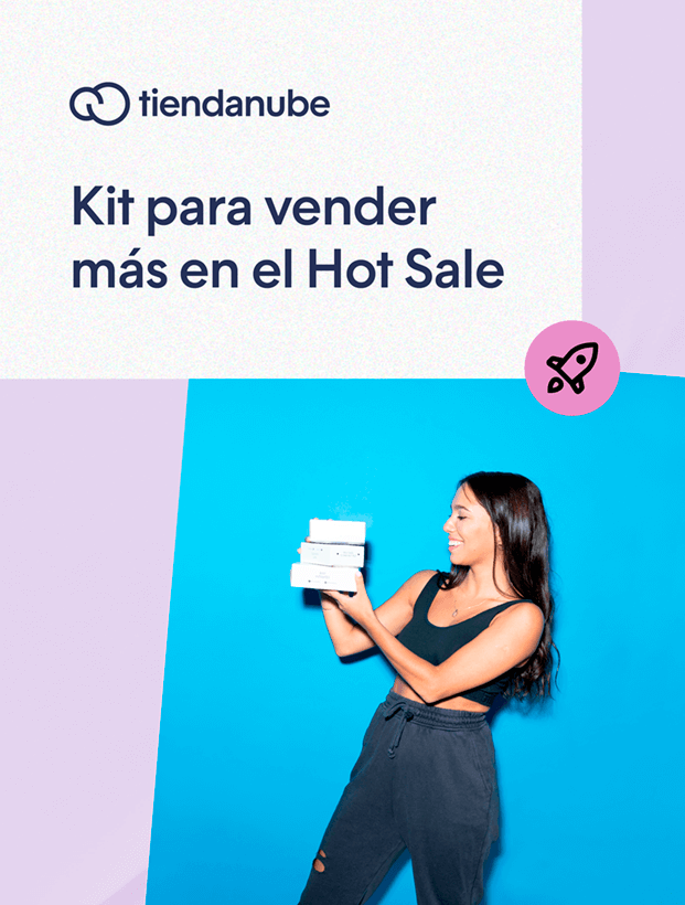Portada de Kit para Hot Sale con una chica sosteniendo tres cajas con productos para vender online